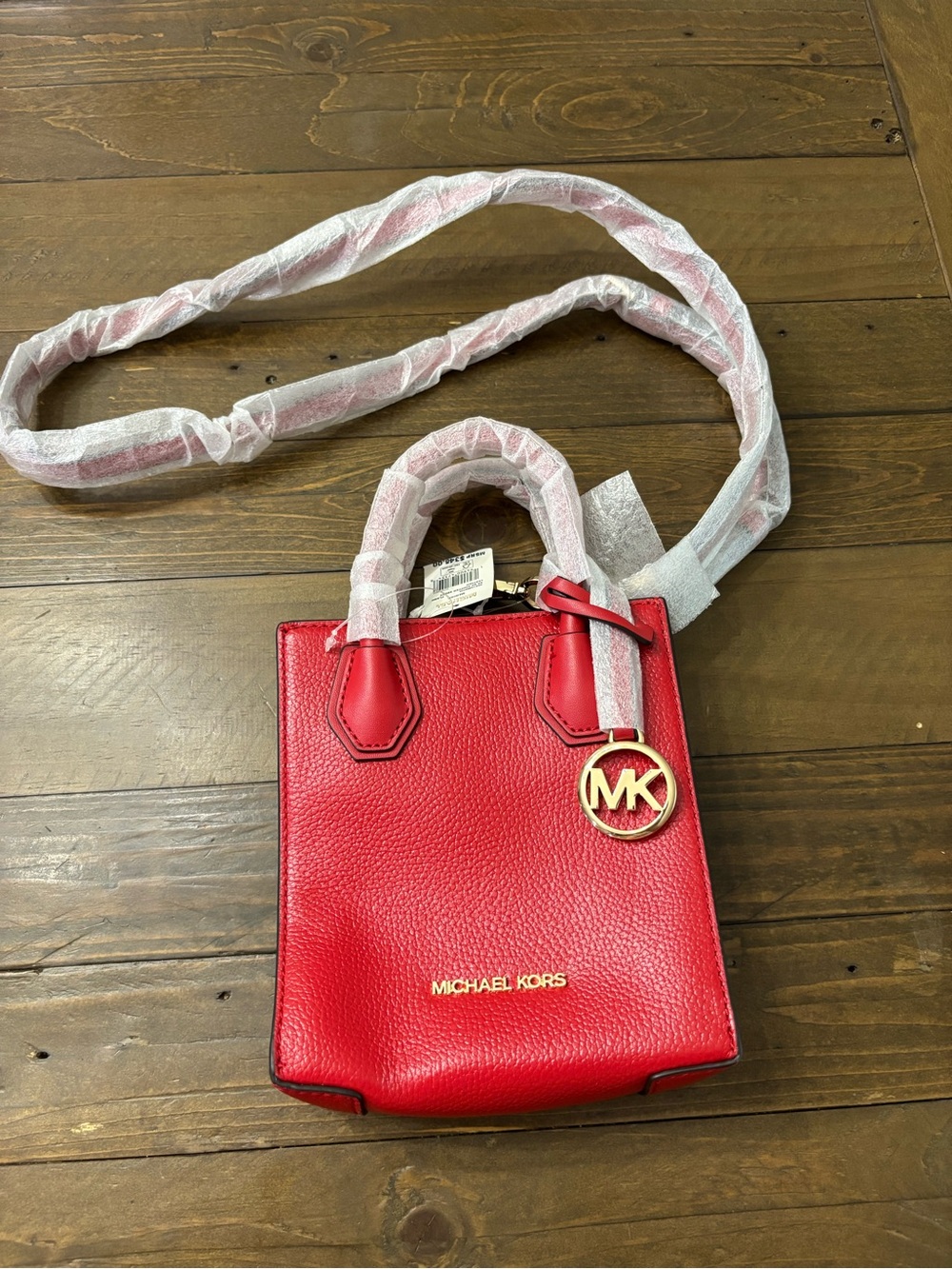 Michael Kors Mercer Extra Small Shopper Crossbody in “Flame”